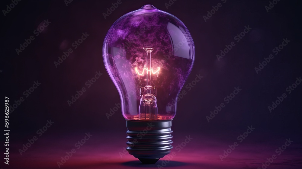 Aufkleber Image of lightbulb with purple stains on purple background created with generative ai technology