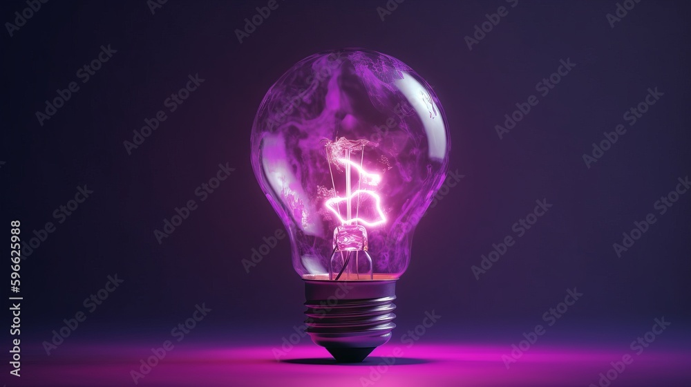 Aufkleber Image of lightbulb with purple stains on purple background created with generative ai technology