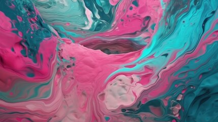 Obraz premium Impressionistic teal and pink modern abstract background. Generative ai