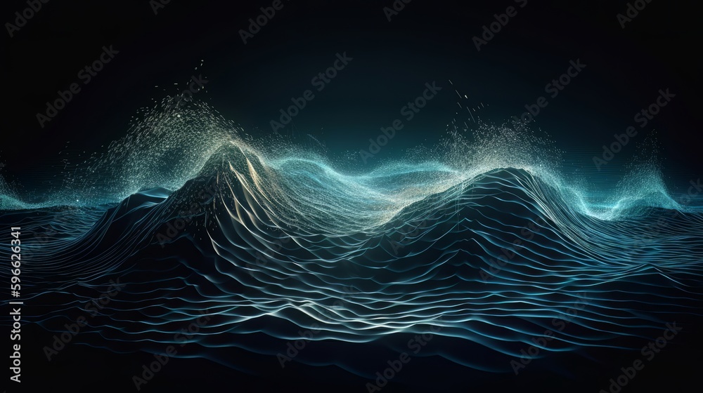 Fototapete intricate wave line design and big data technology. generative ai