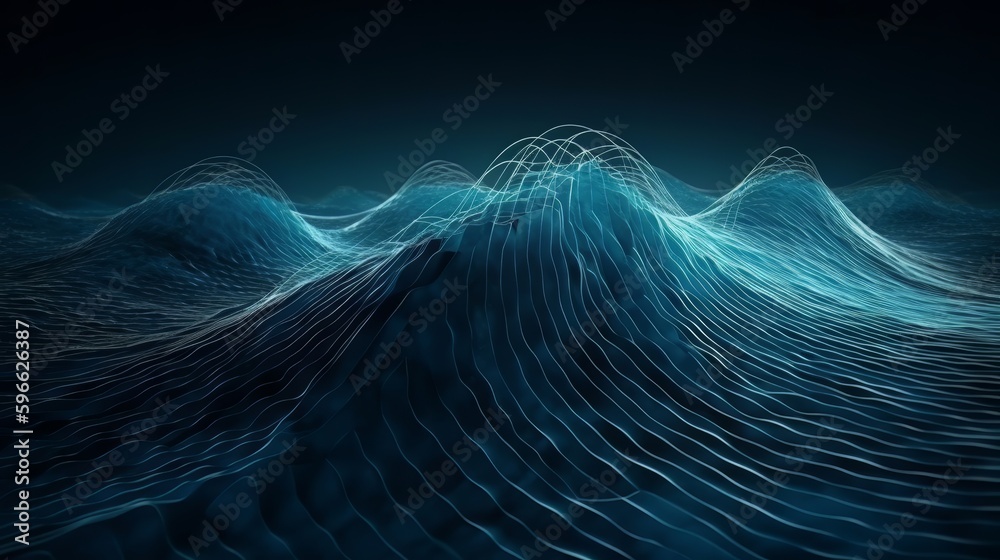 Fototapete intricate wave line design and big data technology. generative ai