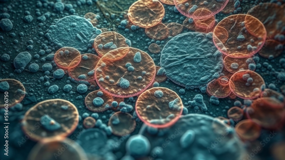 Poster Microscopic View of Cells Under the Microscope. Generative ai