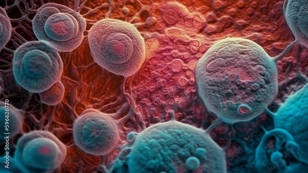 Poster Microscopic View of Cells Under the Microscope. Generative ai
