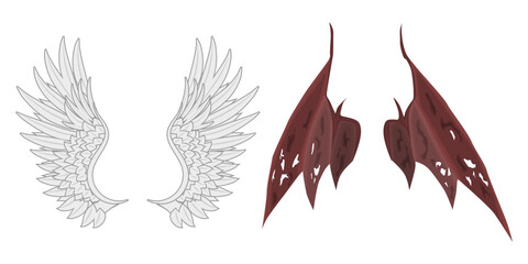 demon and angel wings collection of drawings new