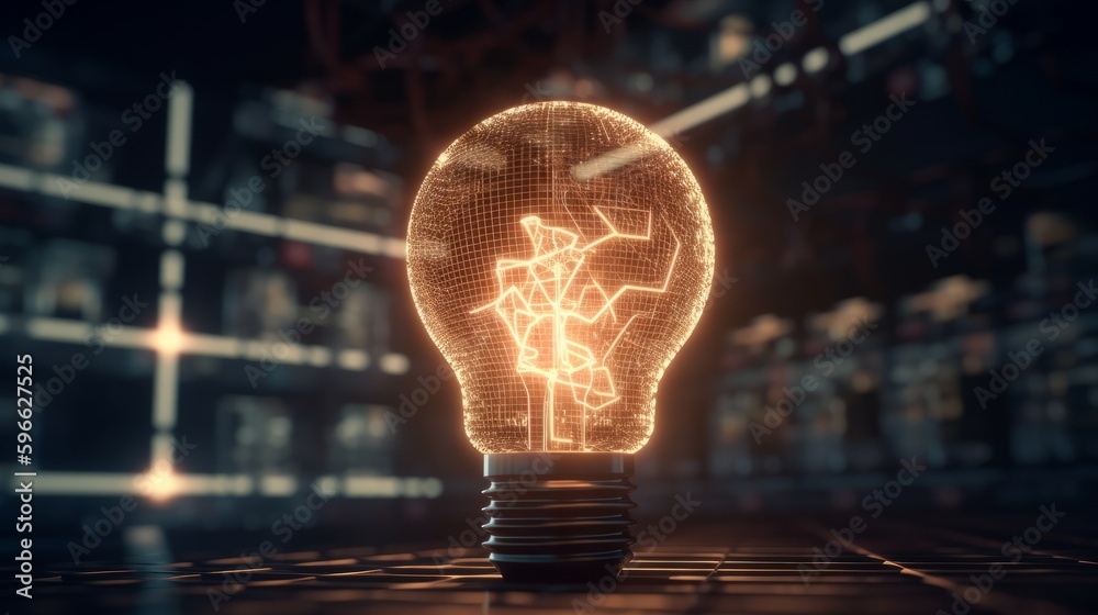 Aufkleber a determined businessman holds a glowing lightbulb, symbolizing his bright ideas and innovative solu