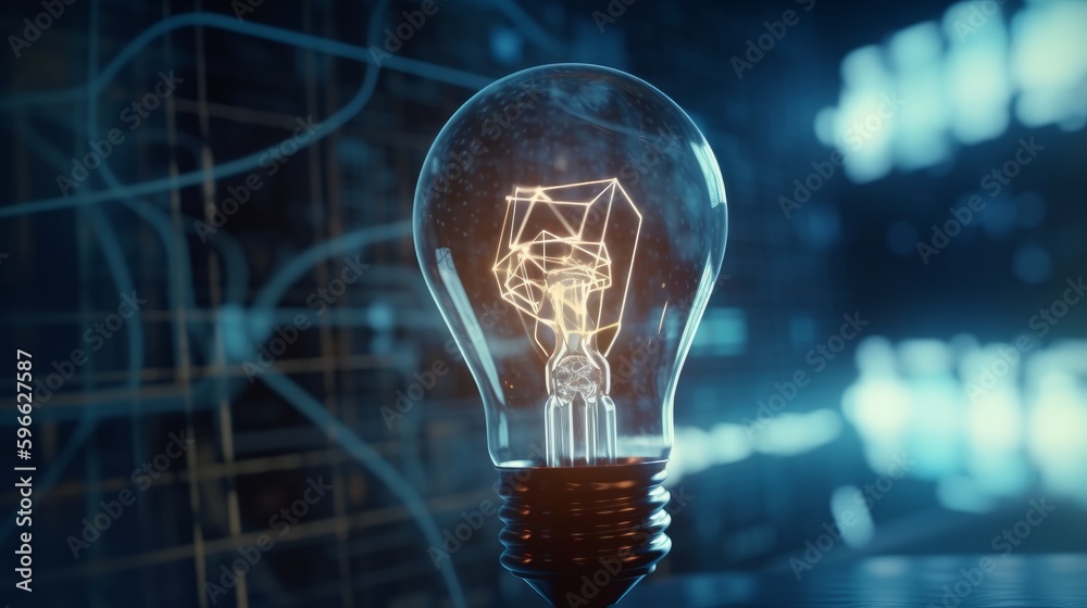 Aufkleber a determined businessman holds a glowing lightbulb, symbolizing his bright ideas and innovative solu