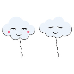 Cute funny clouds icon illustration