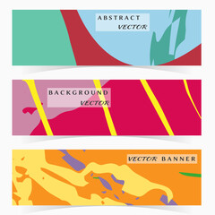 Naklejka premium Abstract painting, strokes and doodles banner set. Website header with place for your text, social media advertisement. Hand drawn texture creative abstract design, sale brochure templates. Modern art