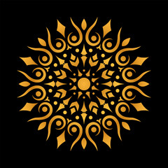 Vintage round ornament design. Circle abstract pattern with floral elements. Mandala. Circular decorative element in classic retro style. Wedding, arabesque, oriental decor. Vector illustration.