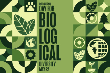 International Day for Biological Diversity. May 22. Holiday concept. Template for background, banner, card, poster with text inscription. Vector EPS10 illustration.