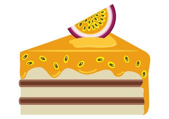 Piece of tasty passion fruit sweet cake