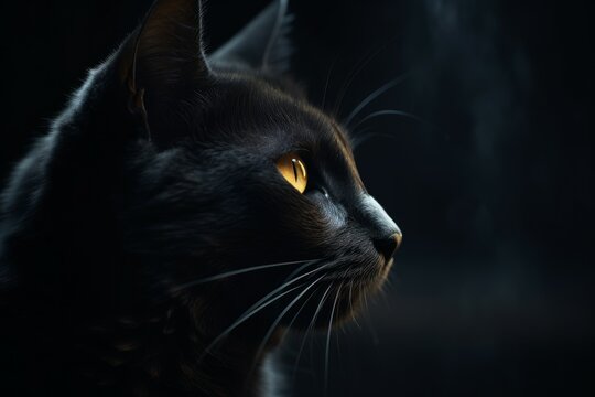 Mysterious black cat. Generate Ai