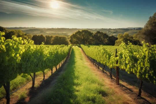 Vineyard landscape. Generate Ai