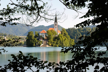 Obraz premium View on lake Bled in Slovenia