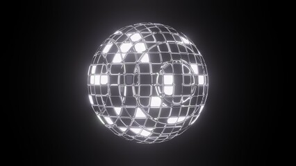 Abstract sci-fi sphere with particles and lines. Technology network connection on world. Futuristic illustration. Global digital connections ai. 3D wireframe geometric sphere. 3D rendering.