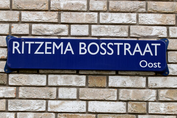 Fototapeta na wymiar Street Sign Ritzema Bosstraat At Amsterdam The Netherlands 21-4-2023