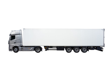 Delivery white van or truck with space for text isolated over white background. PNG