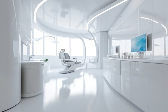 Zahnarzt, moderner Behandlungsraum der Zukunft, Dentist, modern treatment room of the future