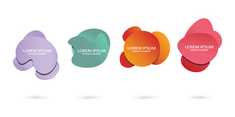 Fluid frame isolated on white background. Set of abstract liquid shapes, colorful elements, gradient waves with geometric lines, dynamical forms. Vector flat design for banner, flyer, business card