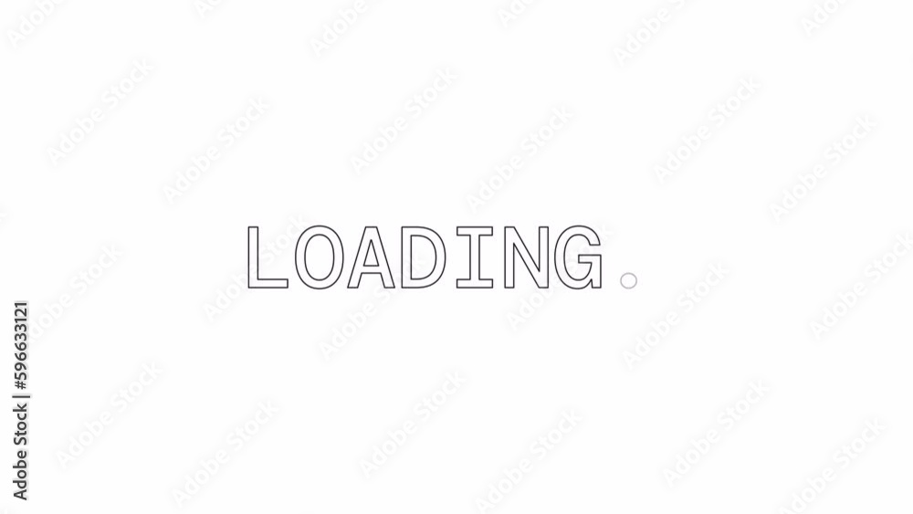 Aufkleber outline style bw loader animation. uppercase letters. text message 4k video footage on white backgro