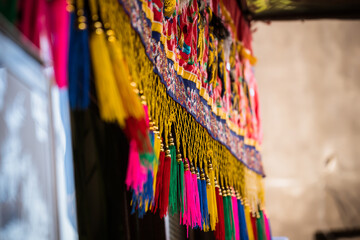 colorful fabric in a market