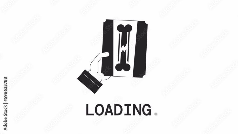 Aufkleber trauma x ray bw loader animation. radiography service. bone scan. flash message 4k video footage. is