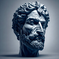 Fototapeta na wymiar Greek god face sculpture