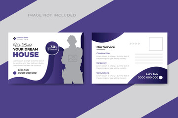 Corporate postcard design for construction company template