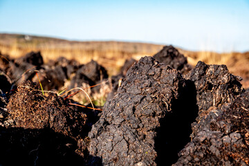 Peat Turf cutting in County Donegal - Ireland