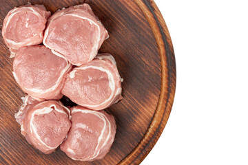 Pork medallions isolated on white background