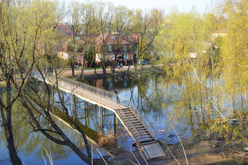 Iron stairs across the river in the city of Pereslavl-Zalessky