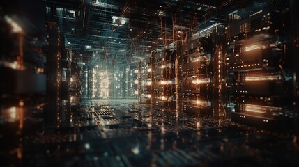 Fototapeta premium 3d rendering abstract digital technology background. Network connection structure. Digital data visualization.Generative Ai