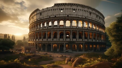 Fototapeta na wymiar Springtime in Rome: Colosseum Through the Lens of Generative AI