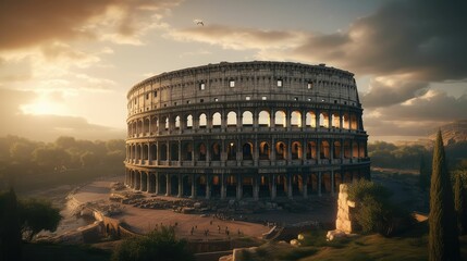 Springtime in Rome: Colosseum Through the Lens of Generative AI - obrazy, fototapety, plakaty