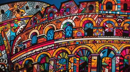 Fototapeta premium Generative AI-Enhanced Watercolor Art of the Colosseum: A Captivating Representation
