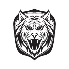 Obraz premium A black and white illustration of a tiger head