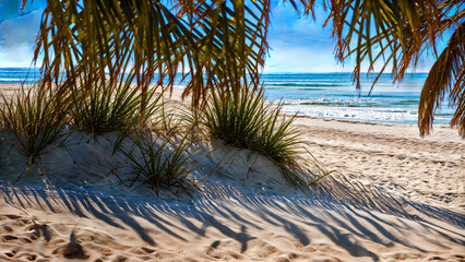 palm trees on the beach generative ai
