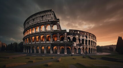 Fototapeta na wymiar Generative AI-Powered Springtime Scenery of Colosseum in Rome, Italy
