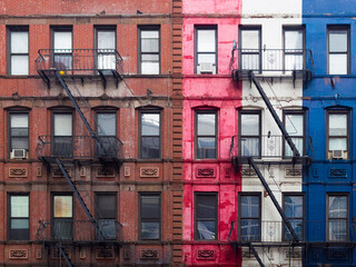 Häuserblock mit bunten Fassaden in Manhattan, New York