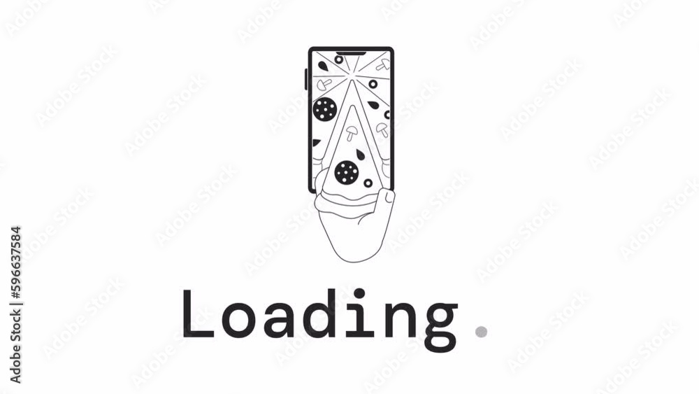 Poster order pizza app bw loader animation. pizzeria menu. flash message 4k video footage. fast food. isola