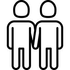 Couple of gays holding hands each other thin icon. Modern vector illustration.