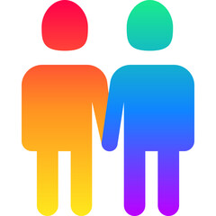 Couple of gays holding hands each other flat icon. Modern vector illustration.
