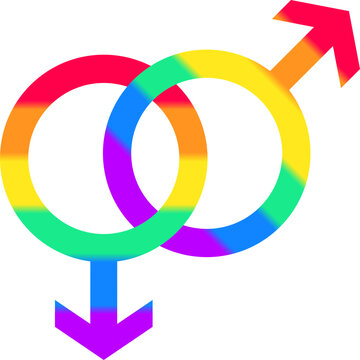 Gay symbol flat icon in rainbow color. Modern vector illustration.