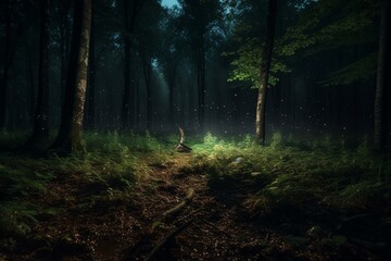 Forest at night. Generative AI