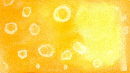 Bright watercolor yellow background. Background for illustrations. Orange watercolor spot.