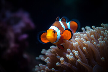 Naklejka na ściany i meble cool Clownfish photo with sea anemone