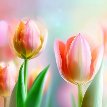Tulip banner, poster image for Mother's Day, weddings, Romantic Vibes, watercolor, and highly detailed flower background HD photo.