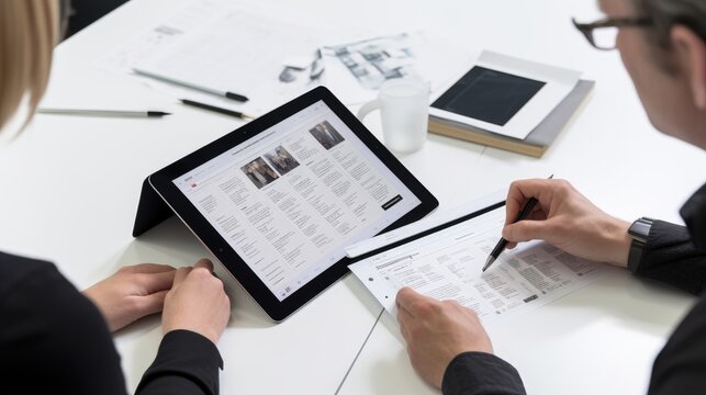 A tablet showing a shared online document with multiple users editing it simultaneously
