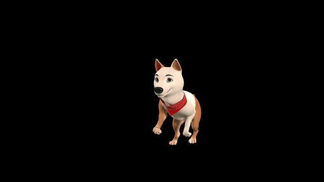 3D animated dog's puppy playing and jumping around