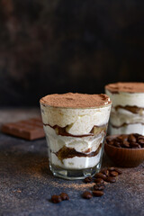 Tiramisu - italian dessert with mascarpone , biscuit and coffee.